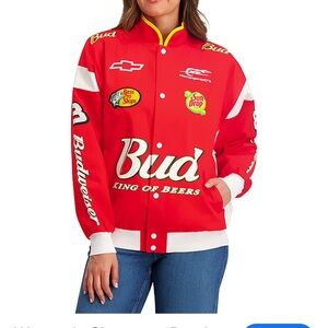 Ladies 25 1/2 pit bomber jacket size small NASCAR Budweiser red color